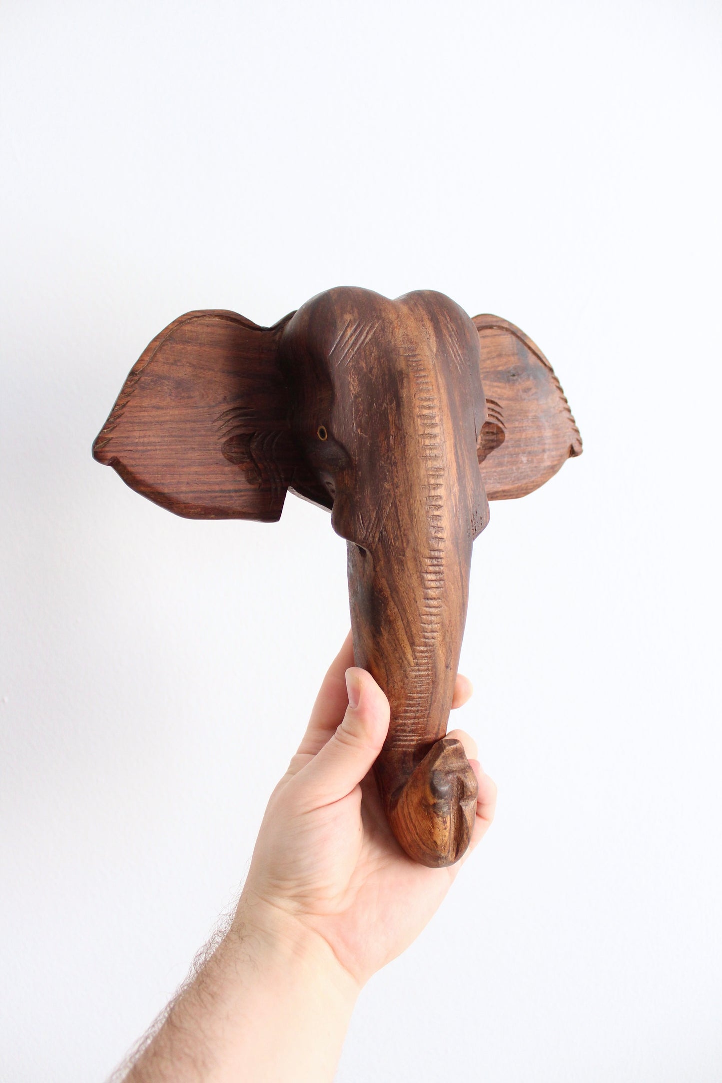 Hand Carved Indian Rosewood Elephant Wall Bust