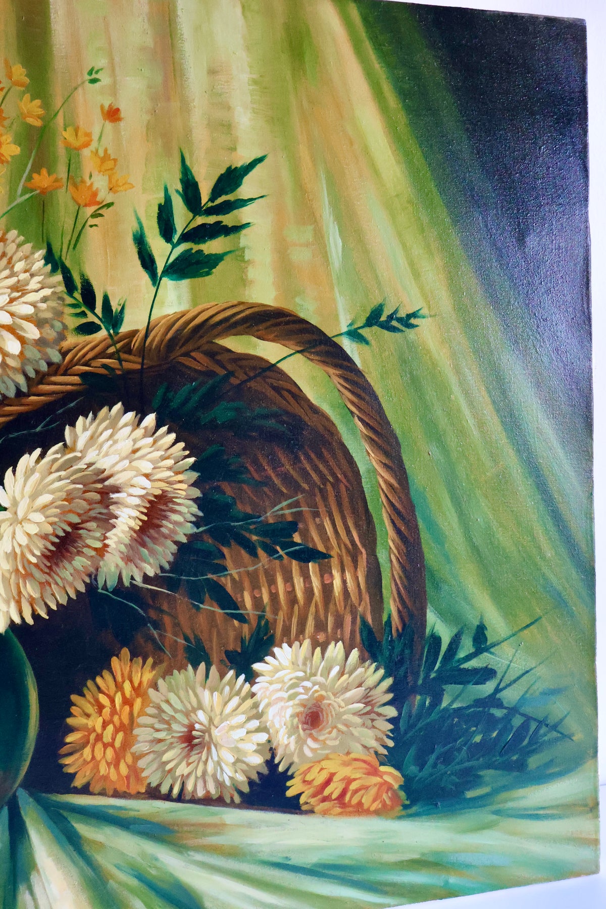 Vintage Hand-Painted Floral Still Life on Canvas – 60 × 80 cm