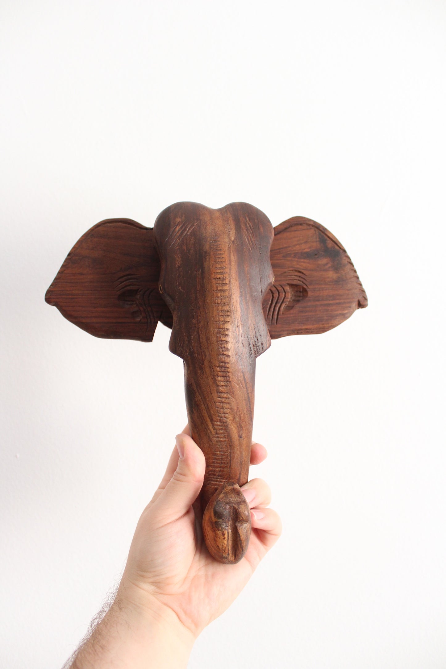 Hand Carved Indian Rosewood Elephant Wall Bust