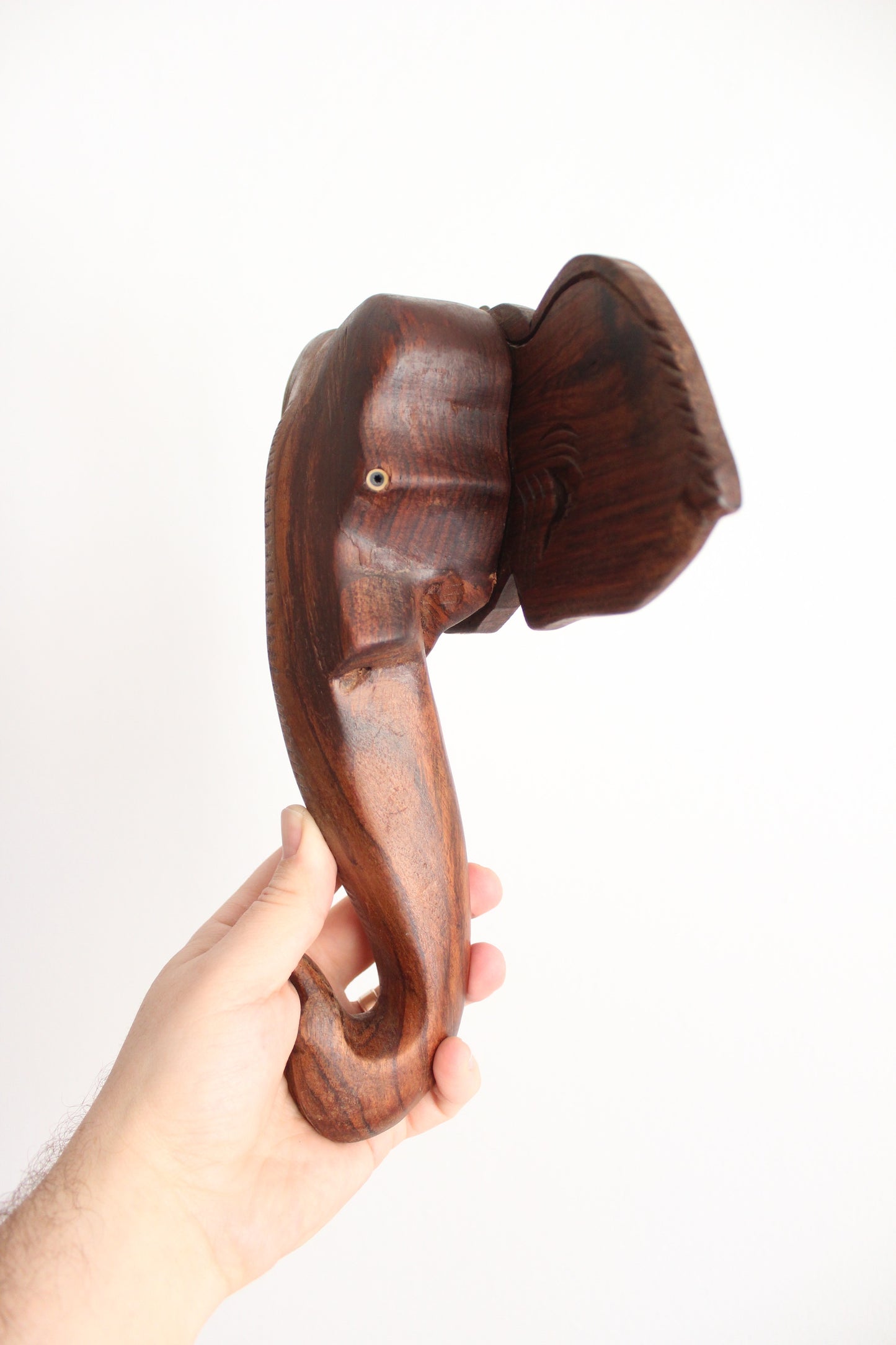 Hand Carved Indian Rosewood Elephant Wall Bust