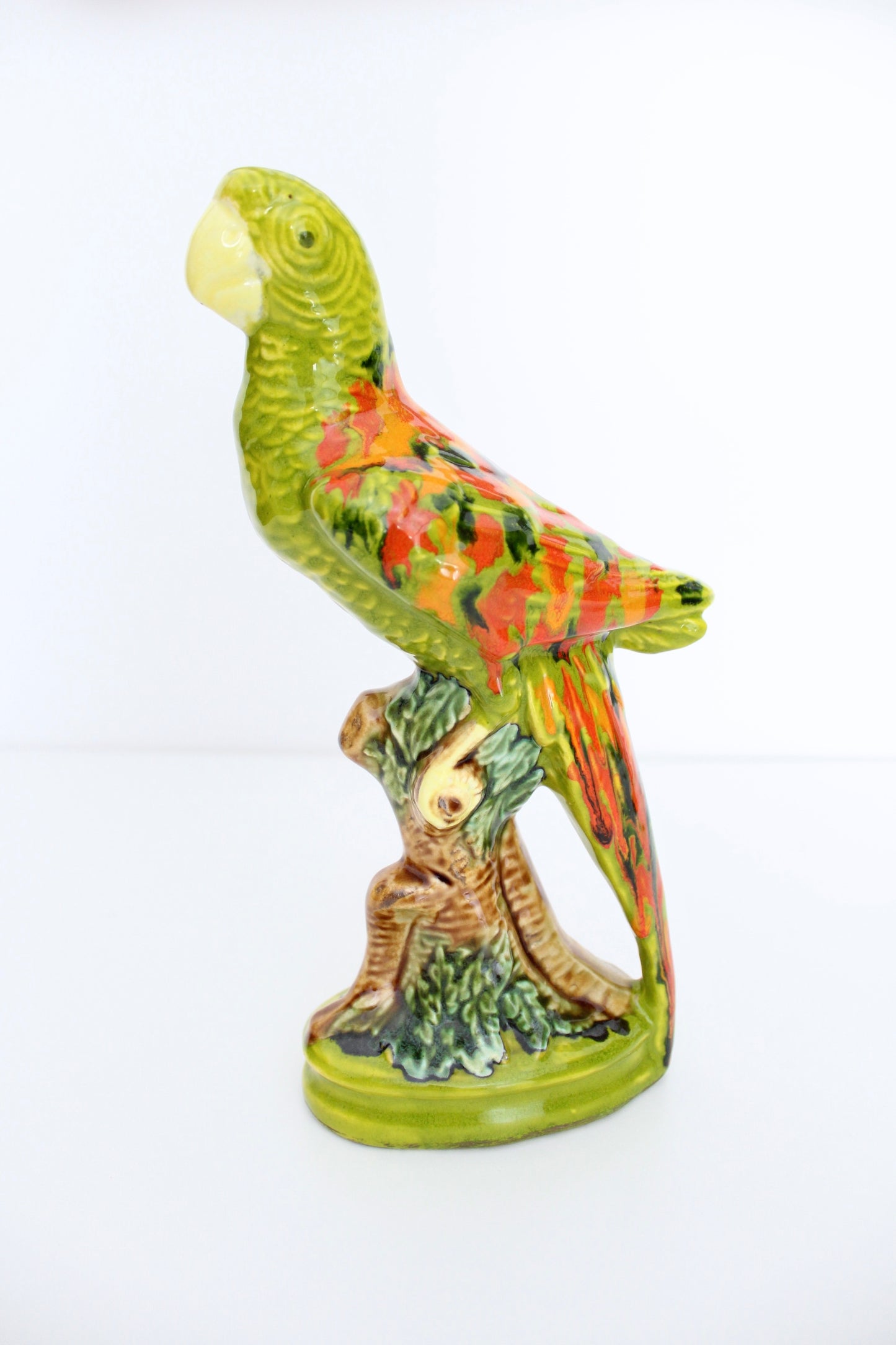 Mid Century Bird Glazed Porcelain Statue