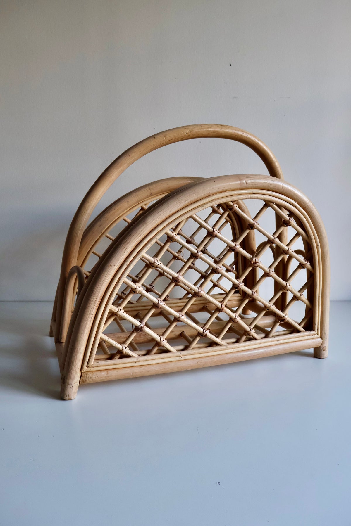 Vintage Bent Rattan Magazine Rack