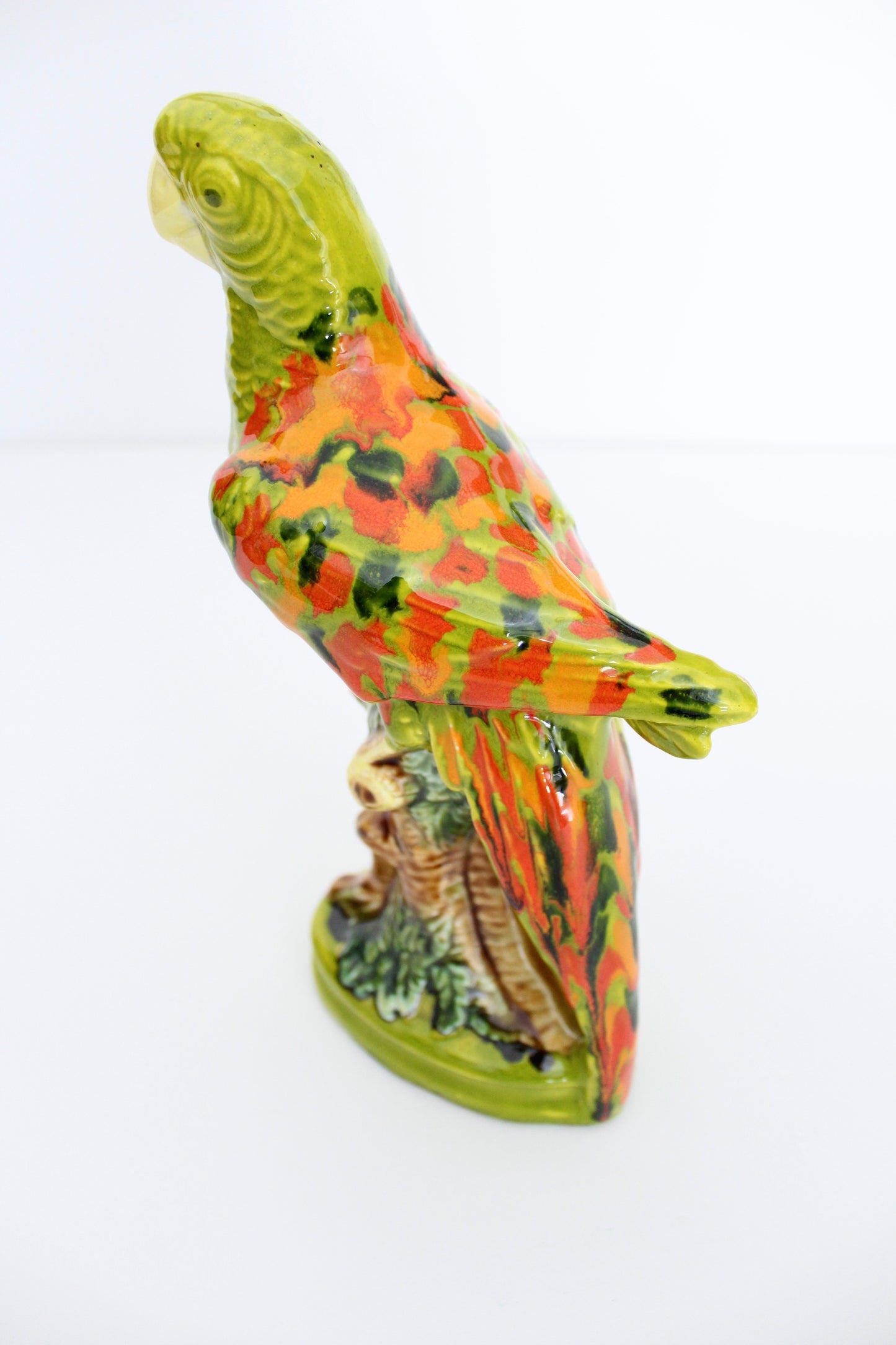 Mid Century Bird Glazed Porcelain Statue