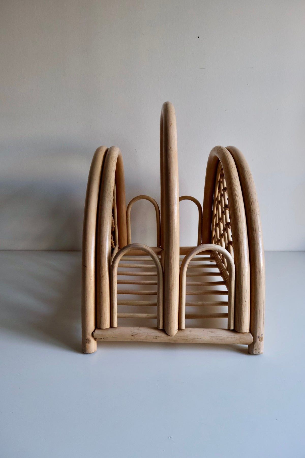 Vintage Bent Rattan Magazine Rack
