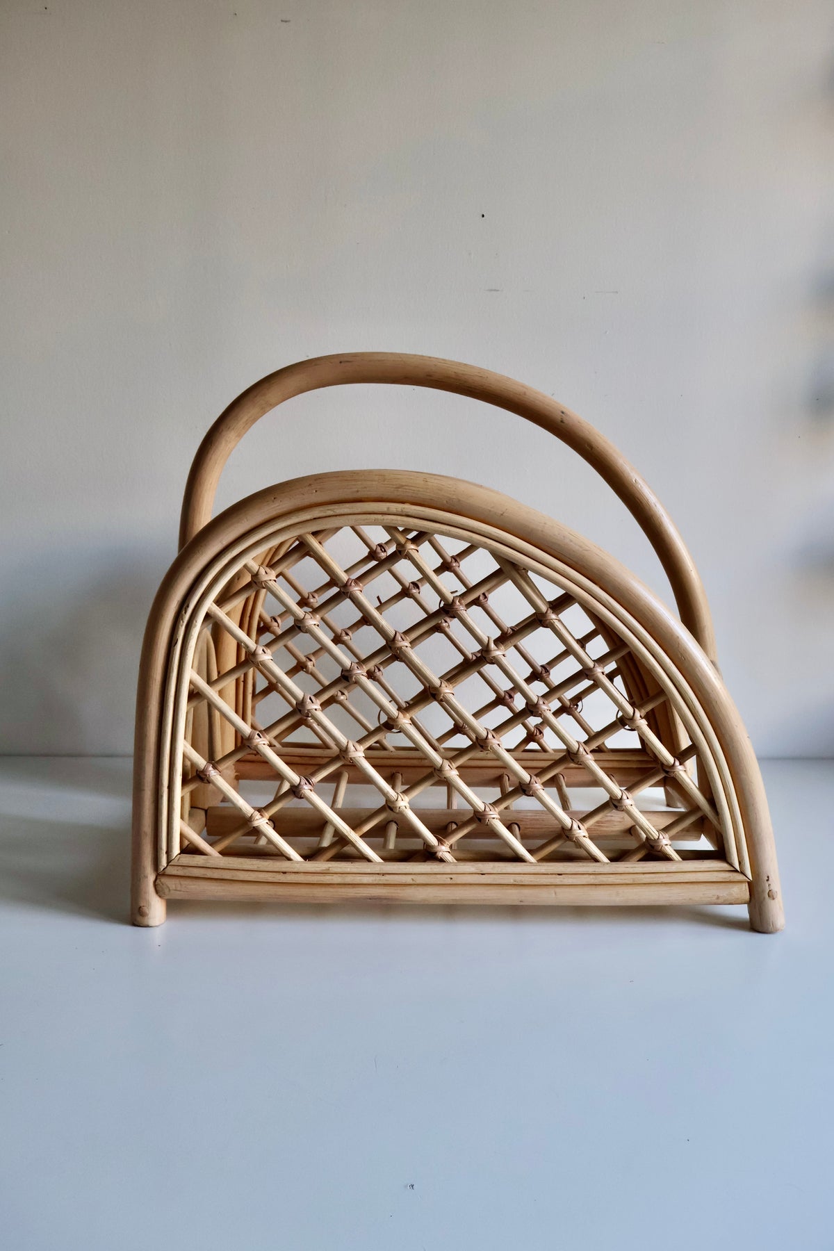 Vintage Bent Rattan Magazine Rack