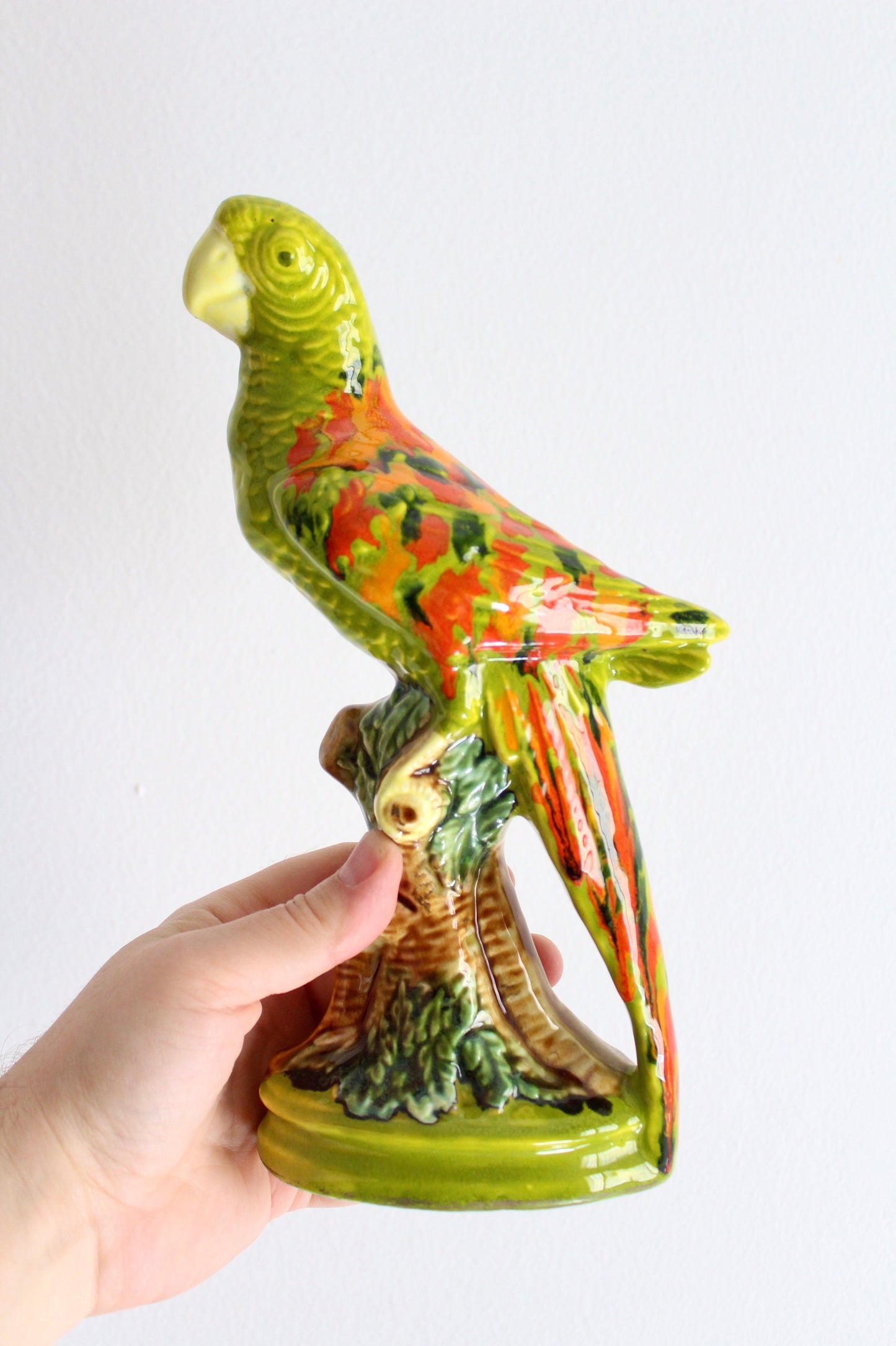 Mid Century Bird Glazed Porcelain Statue