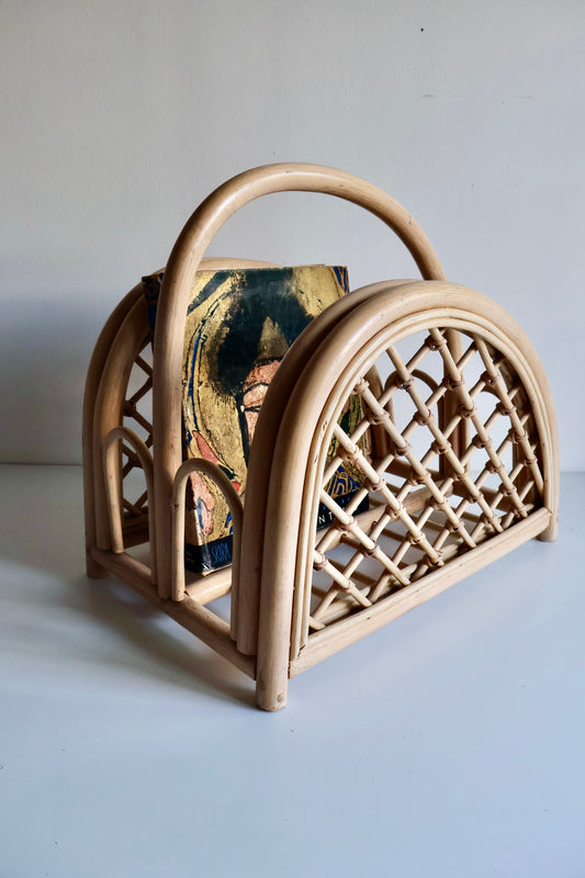 Vintage Bent Rattan Magazine Rack