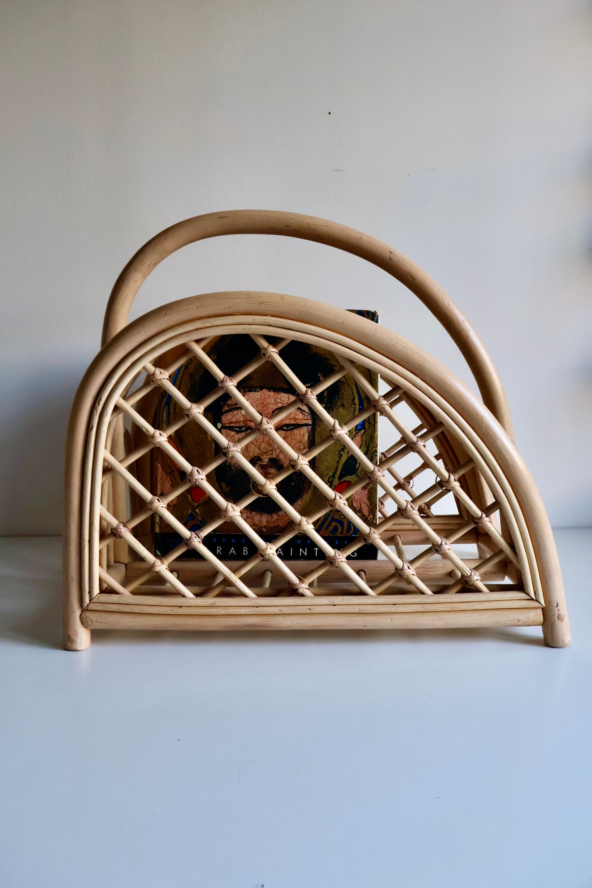 Vintage Bent Rattan Magazine Rack