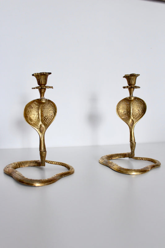 Brass Indian Cobra Candlesticks