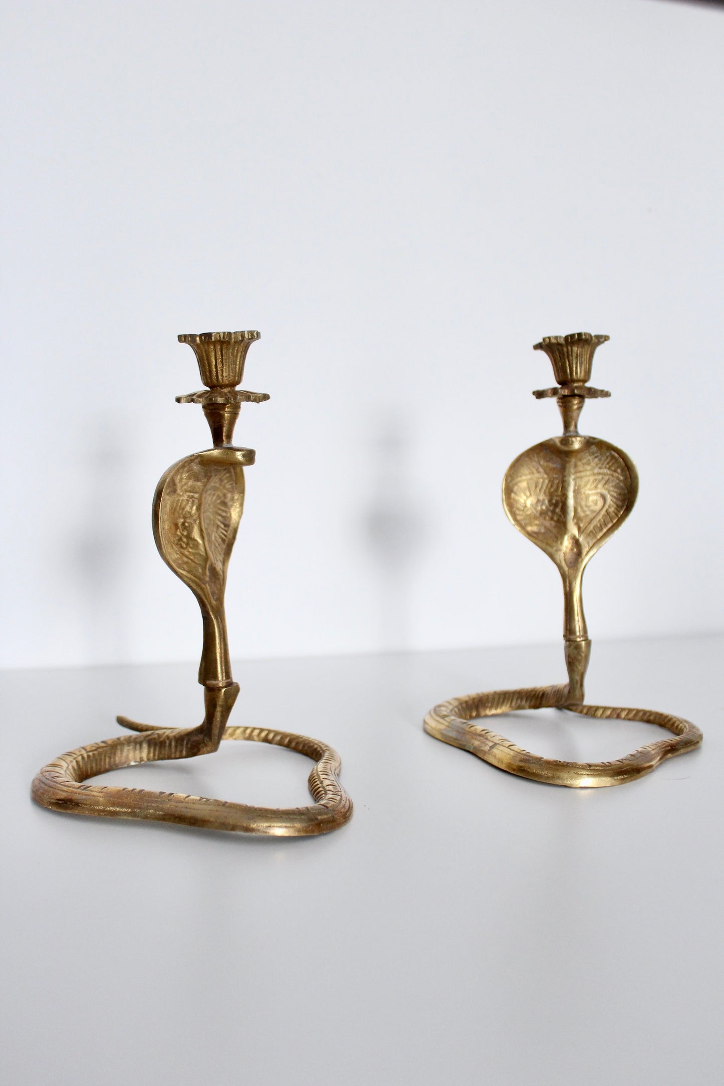 Brass Indian Cobra Candlesticks