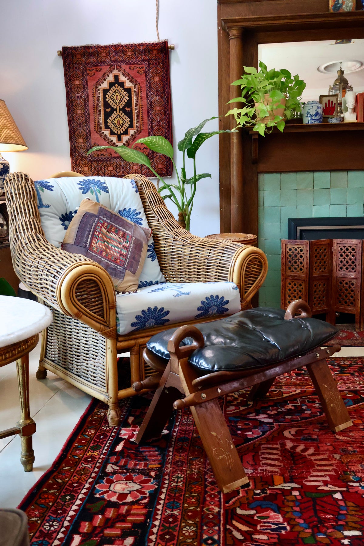 Vintage Handcrafted Pakistani Leather Footstool