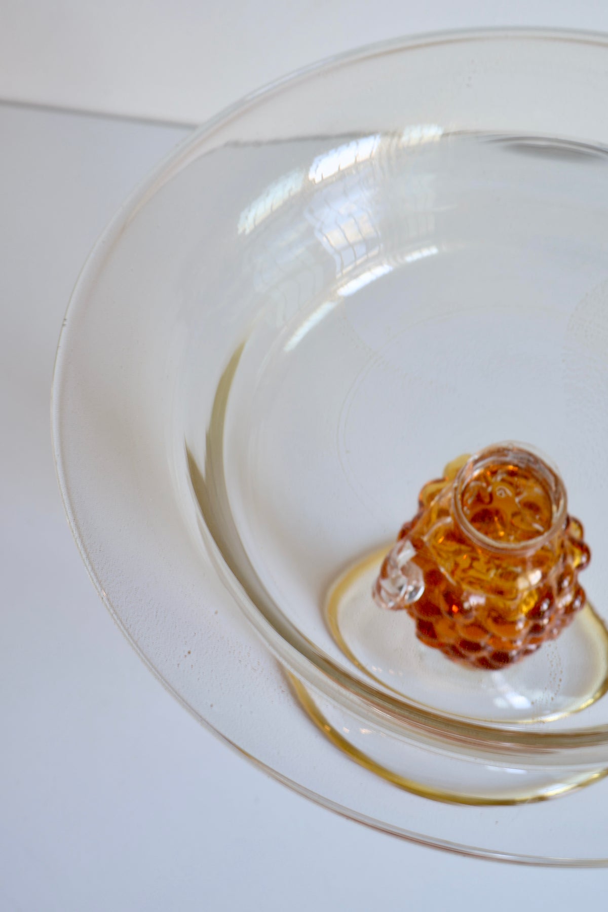 Vintage Amber Glass Compote with Grape Cluster Stem
