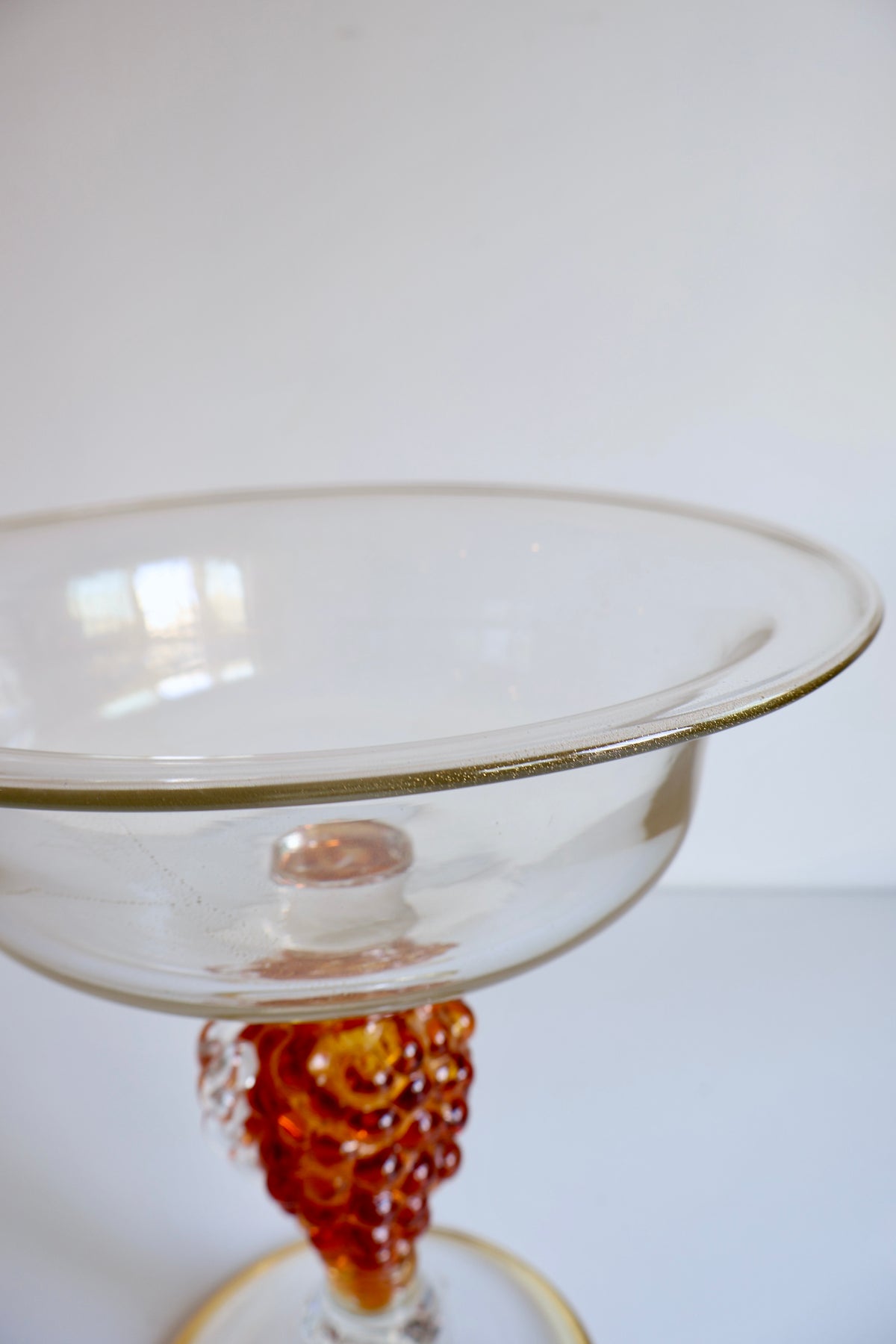 Vintage Amber Glass Compote with Grape Cluster Stem
