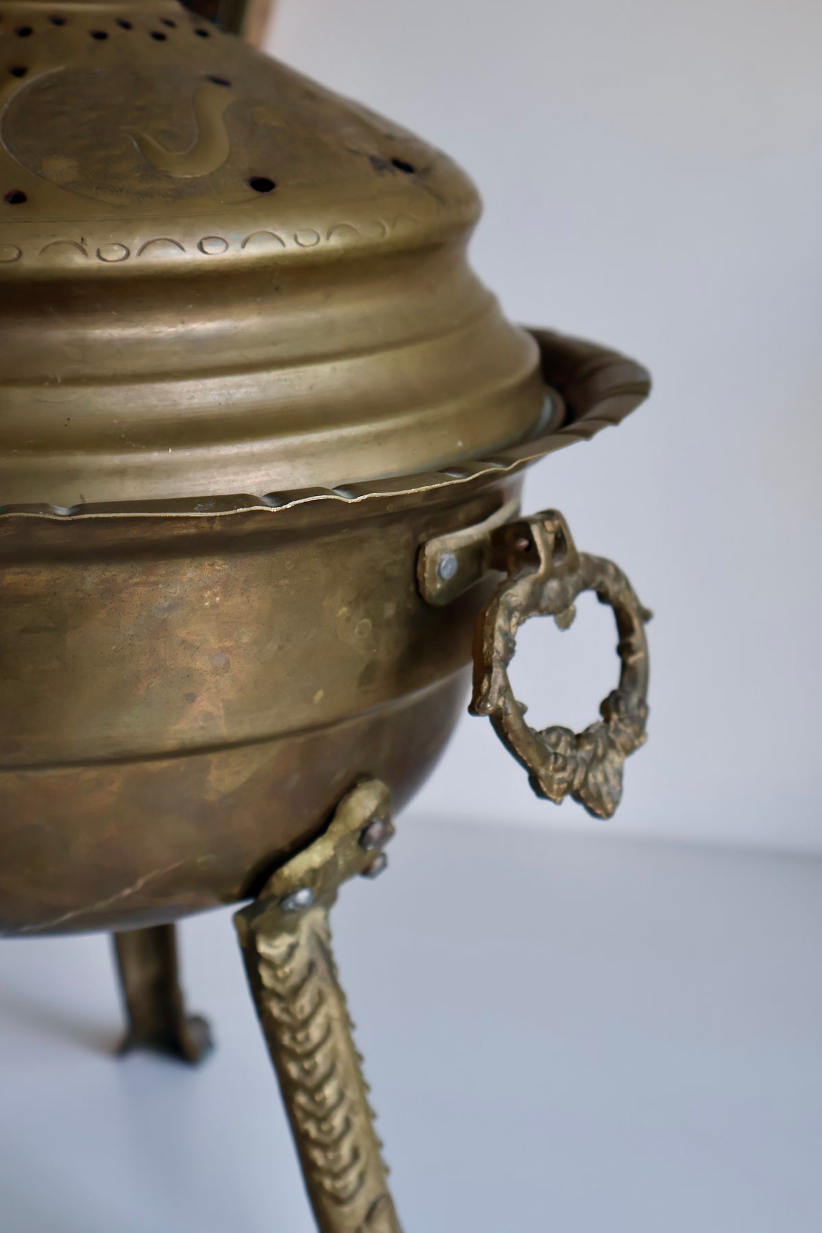 Vintage Brass Mubkhar with Crescent and Star Finial