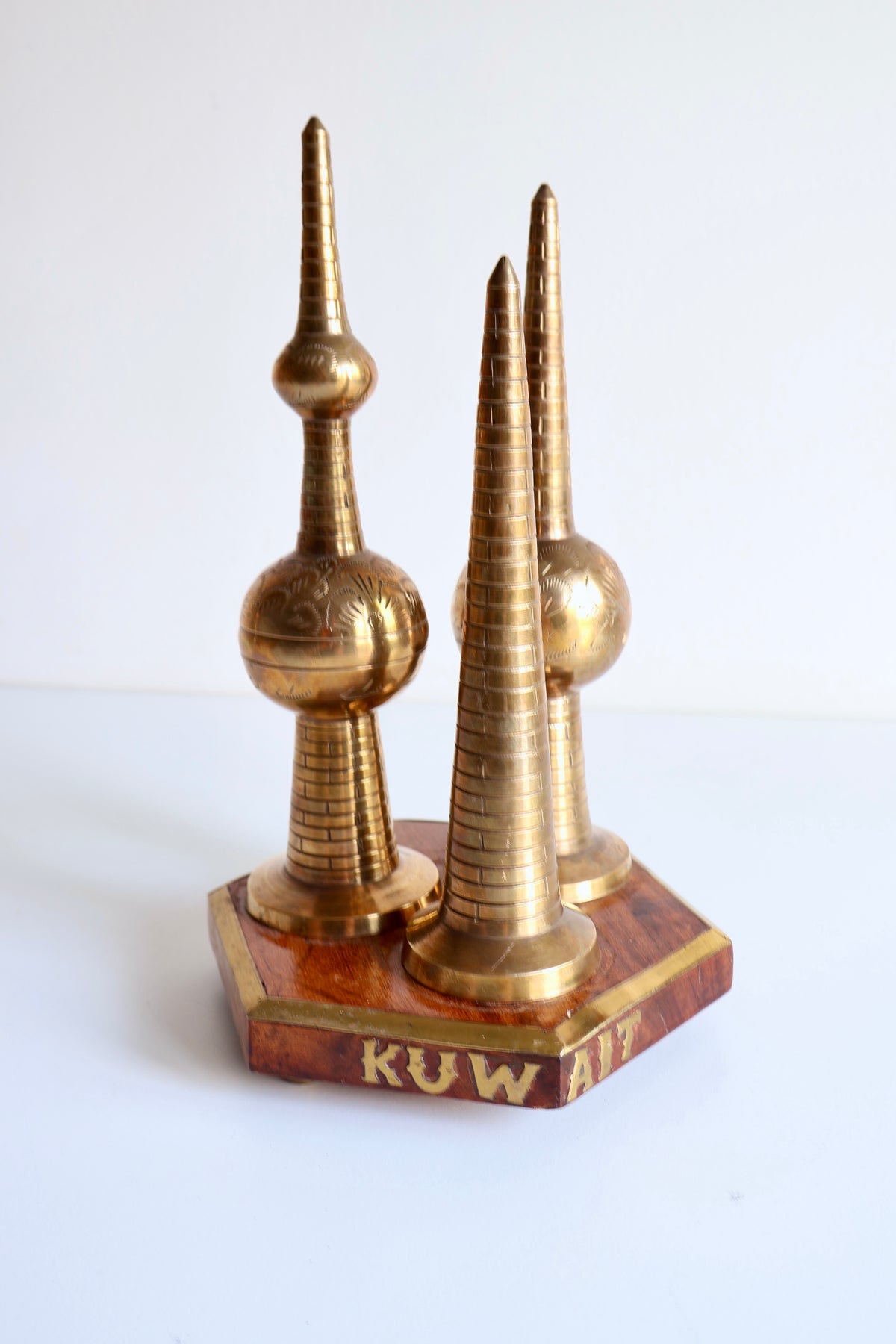 Vintage Brass Kuwait Towers Souvenir Sculpture