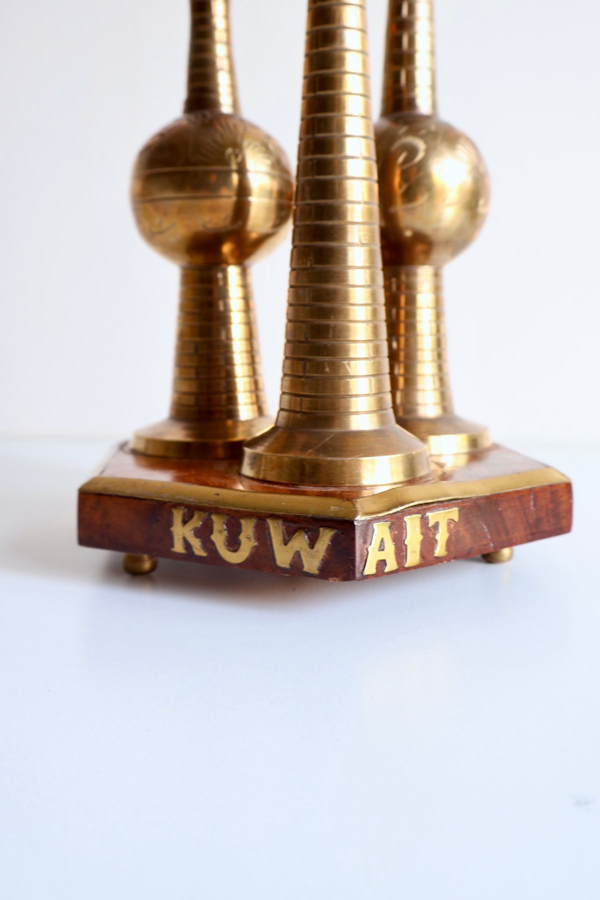 Vintage Brass Kuwait Towers Souvenir Sculpture