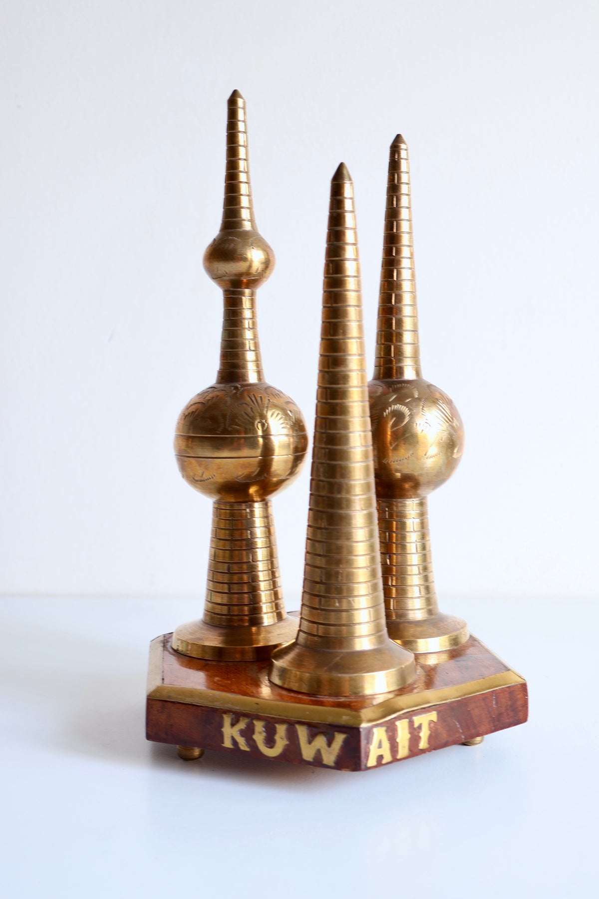 Vintage Brass Kuwait Towers Souvenir Sculpture