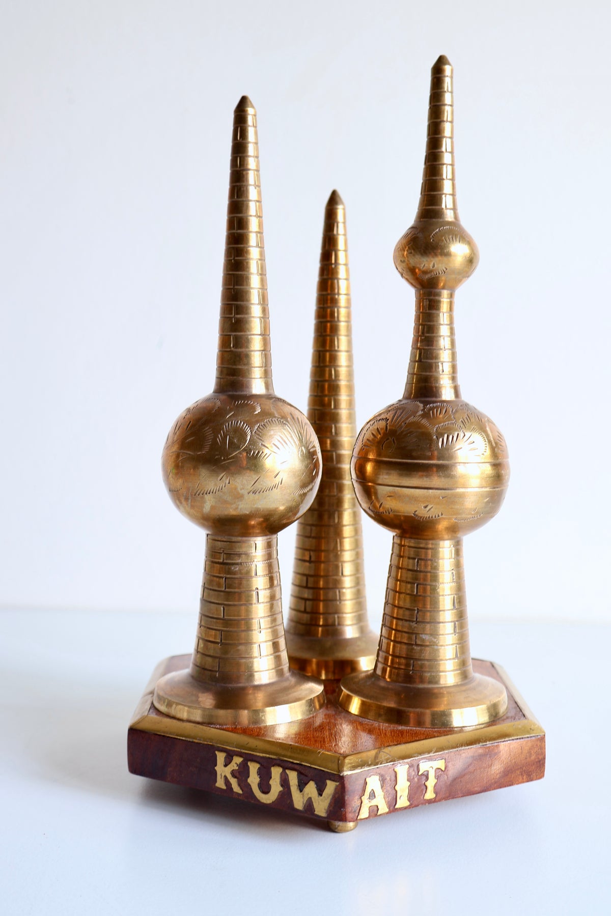 Vintage Brass Kuwait Towers Souvenir Sculpture