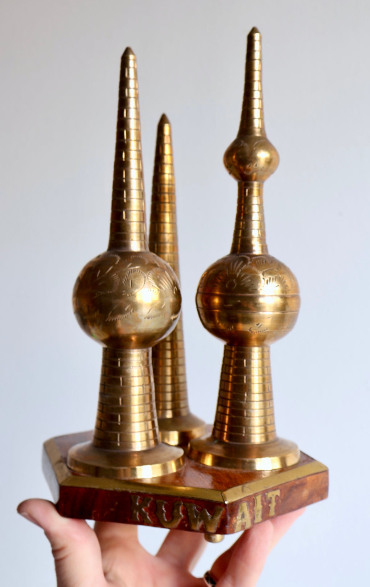Vintage Brass Kuwait Towers Souvenir Sculpture