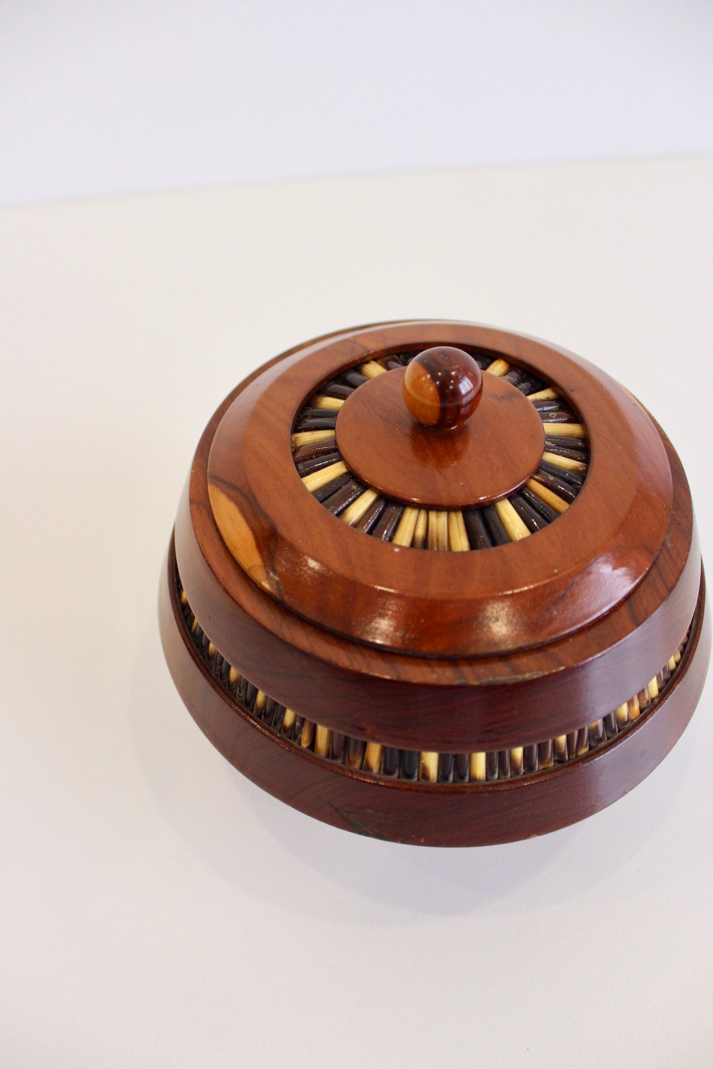 Vintage Handcarved Wood and Porcupine Quill Box