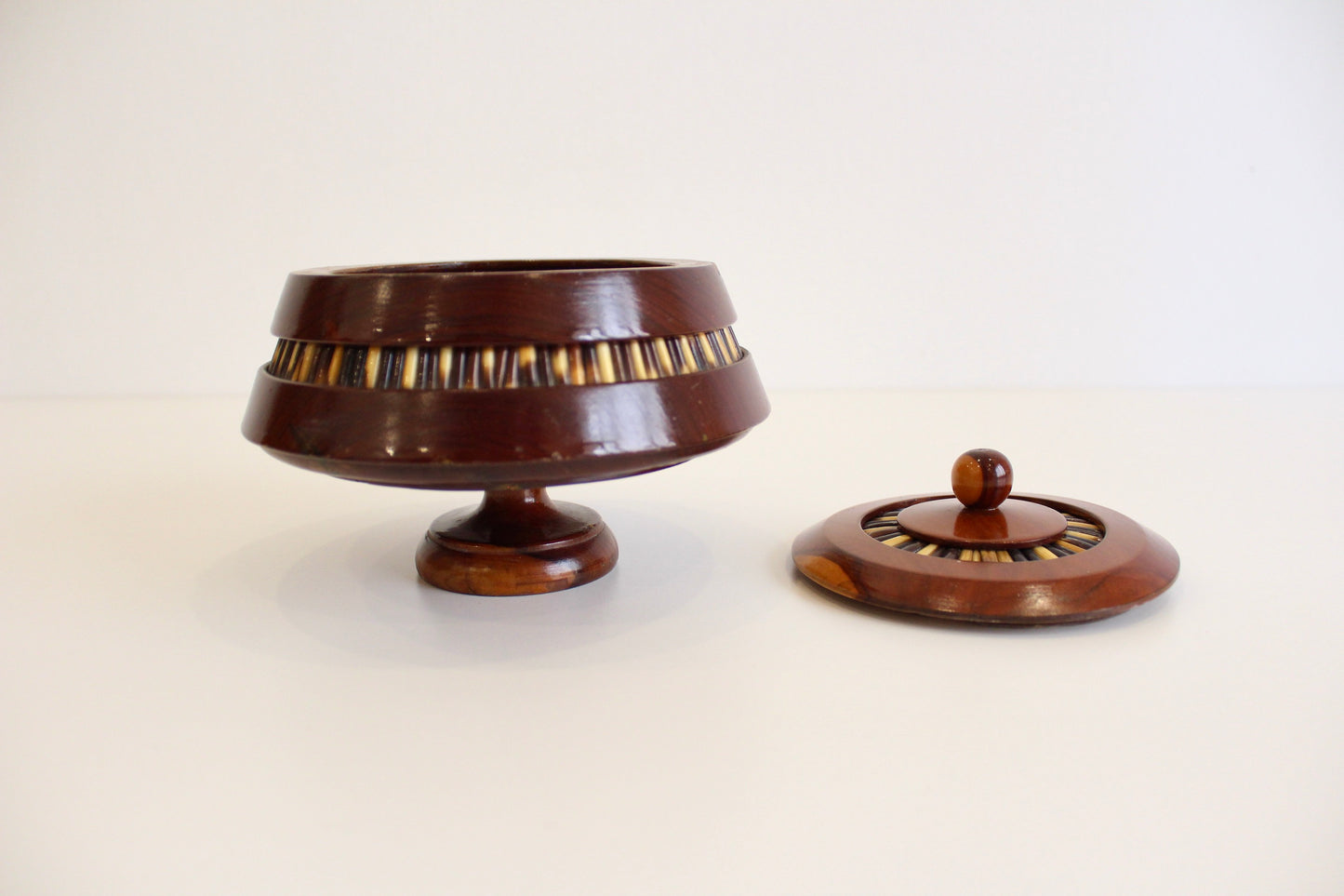 Vintage Handcarved Wood and Porcupine Quill Box