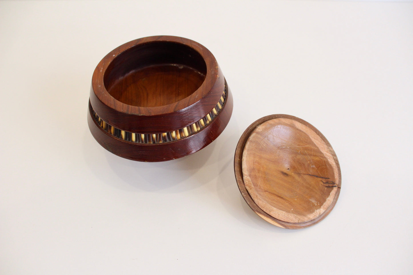 Vintage Handcarved Wood and Porcupine Quill Box