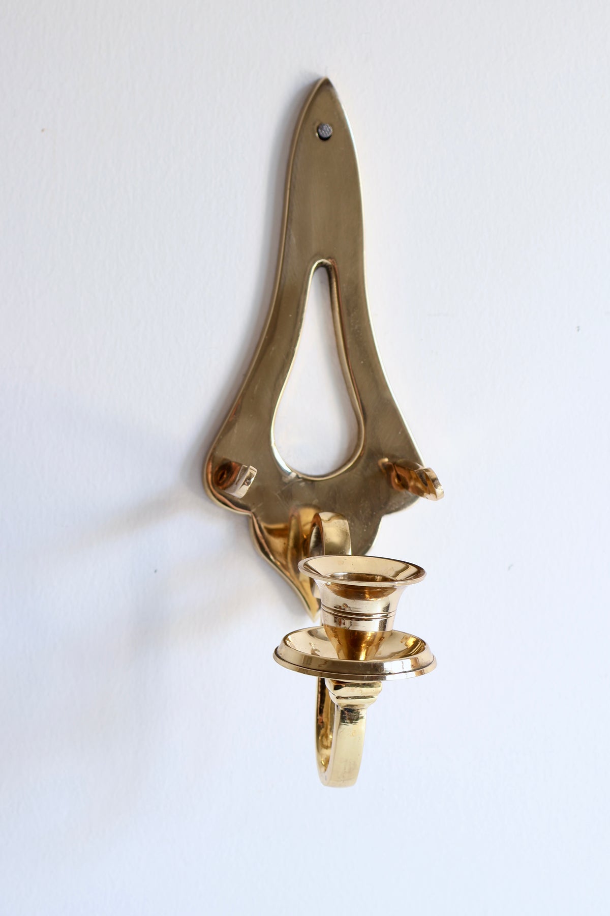 Vintage Brass Wall-Mounted Plate Holder & Candle Sconce