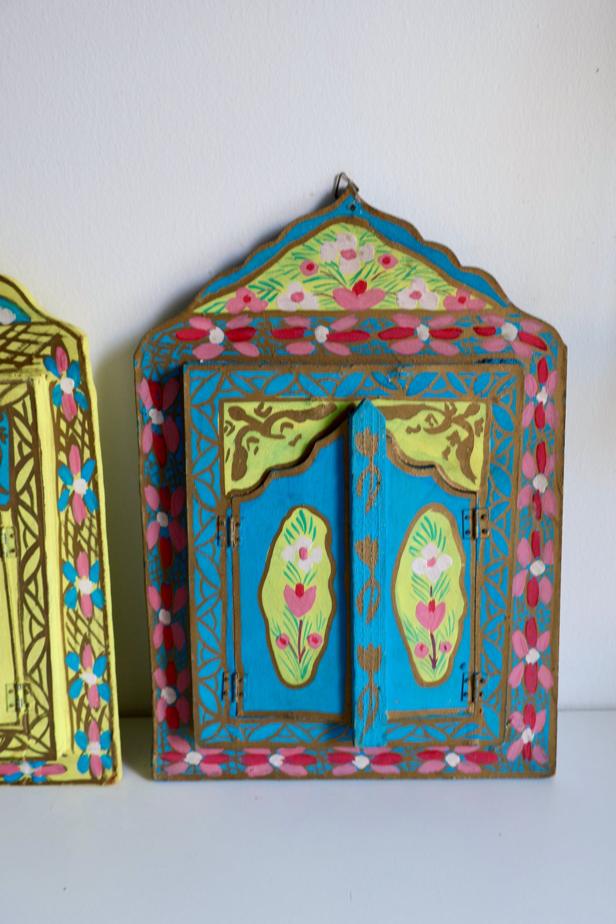 Vintage Hand-Painted Wooden Shutter Mirrors – Set of 4