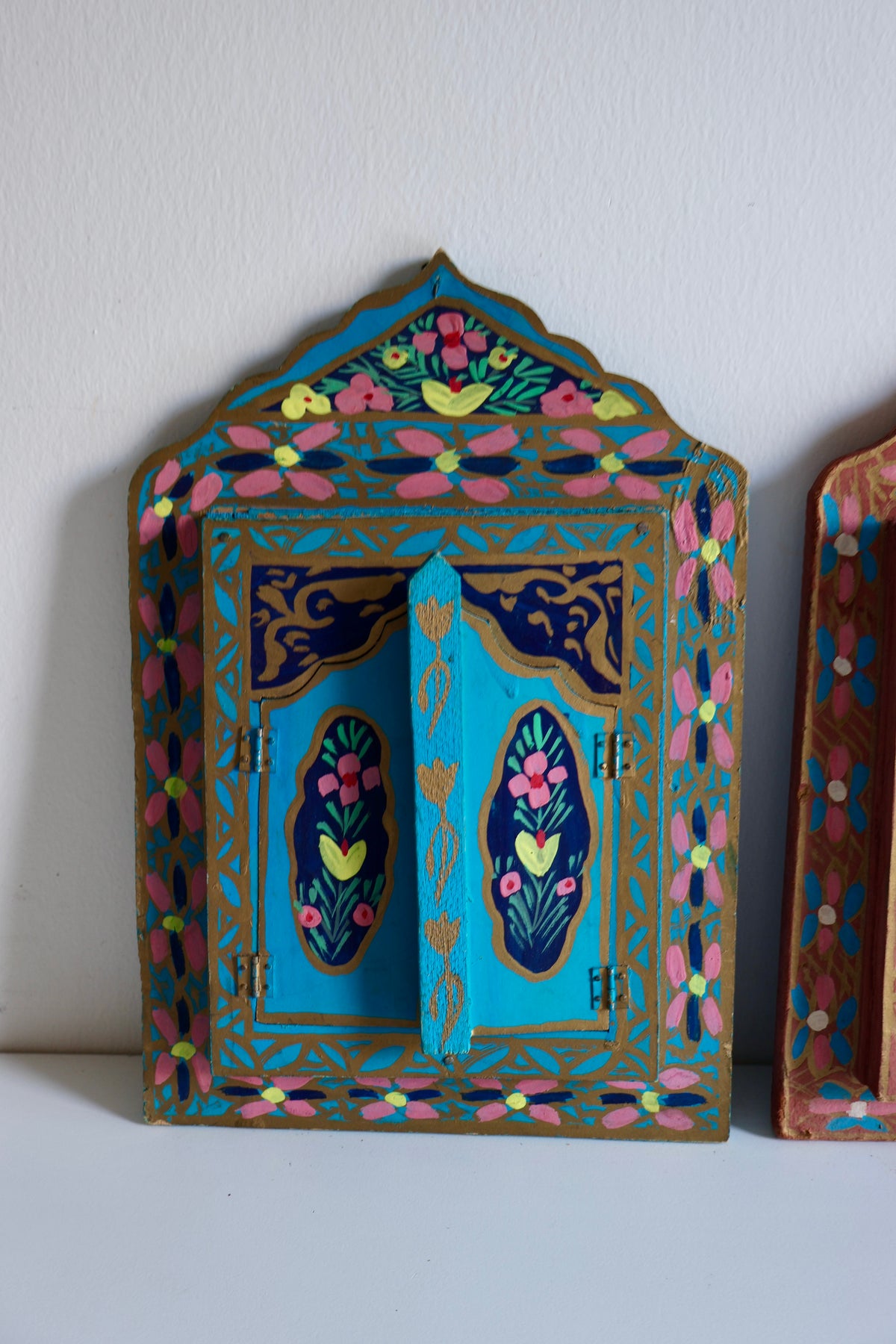 Vintage Hand-Painted Wooden Shutter Mirrors – Set of 4