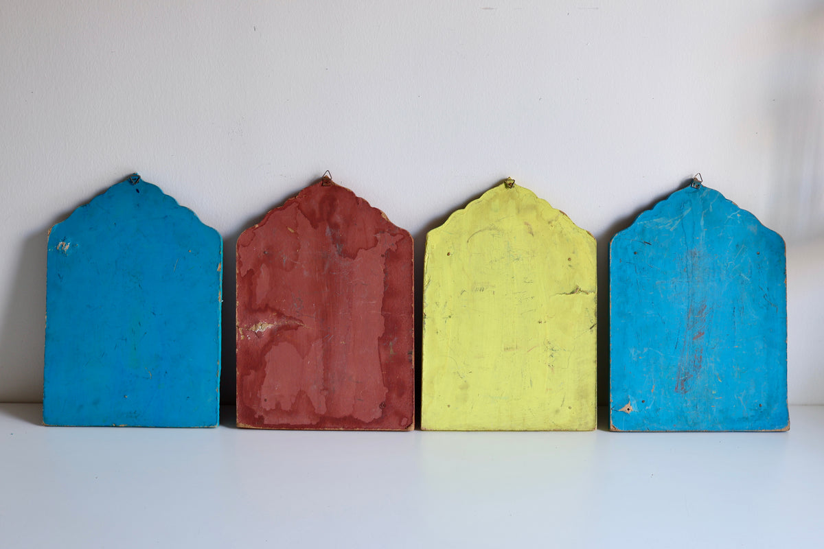 Vintage Hand-Painted Wooden Shutter Mirrors – Set of 4