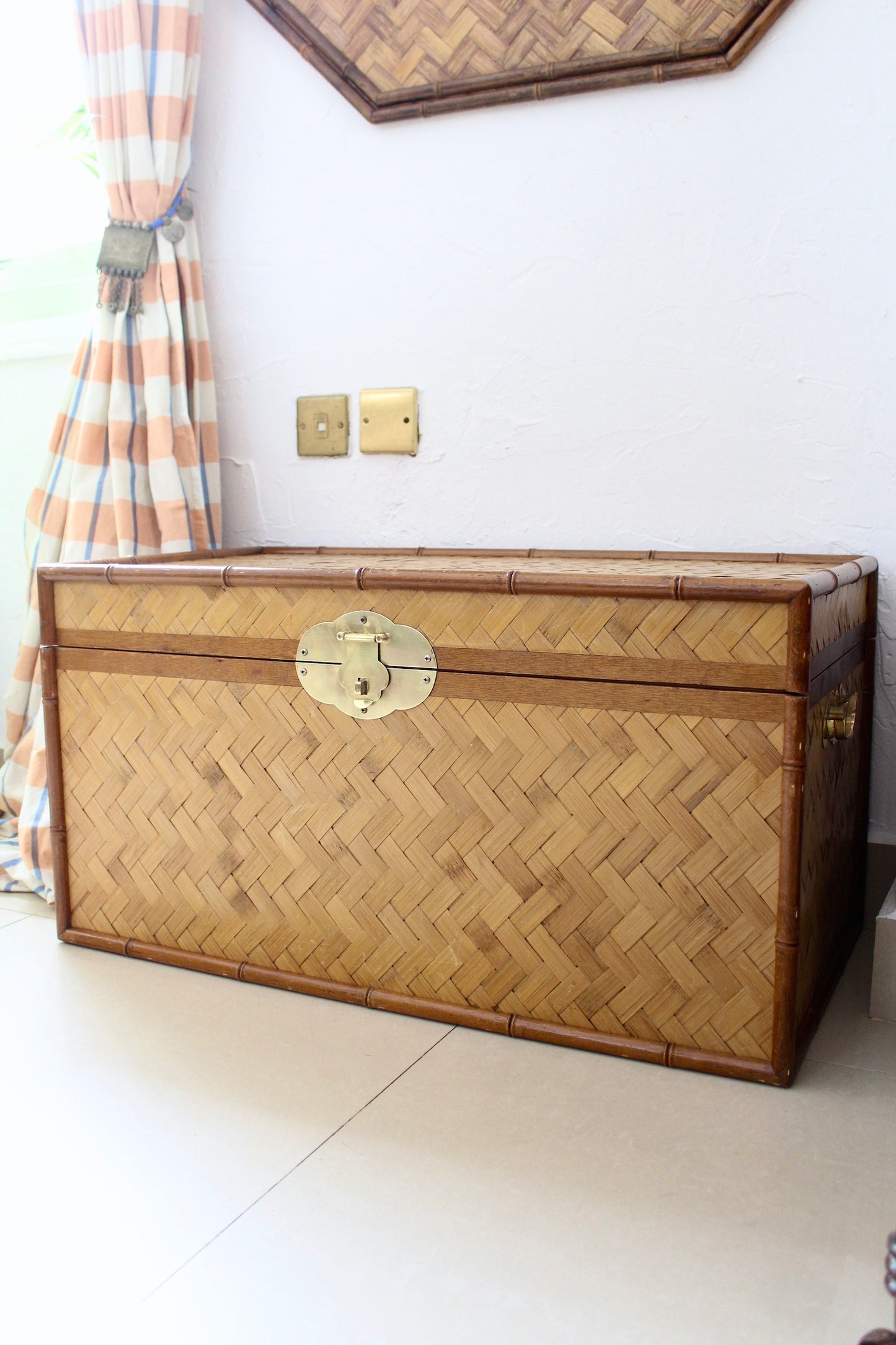 Vintage Bamboo Blanket Box and Mirror