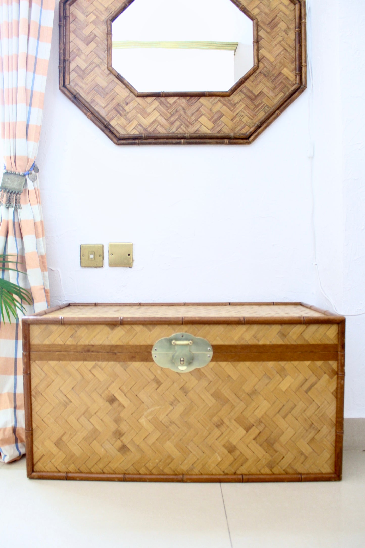 Vintage Bamboo Blanket Box and Mirror