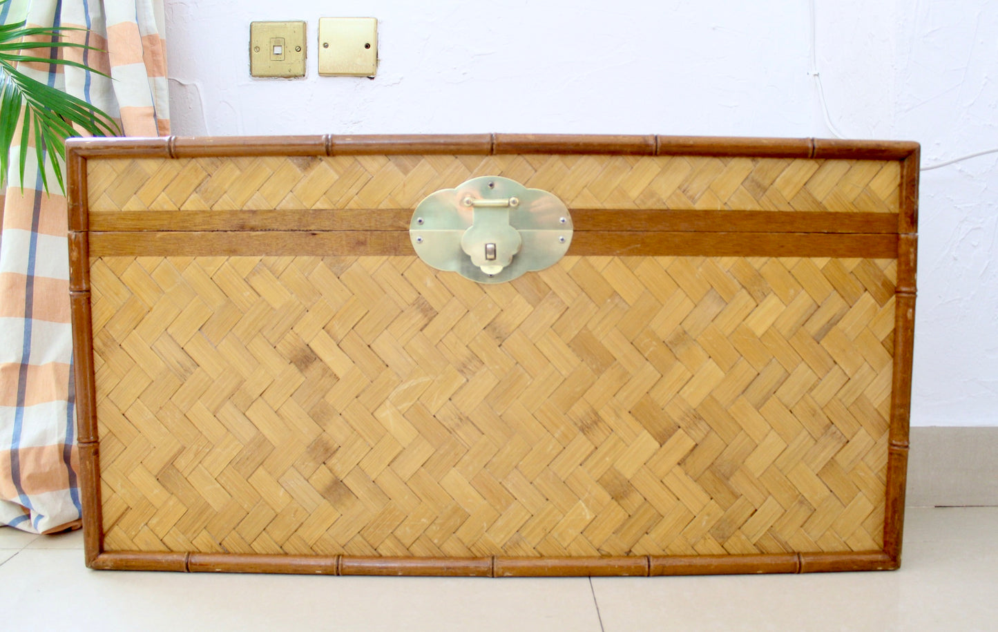 Vintage Bamboo Blanket Box and Mirror