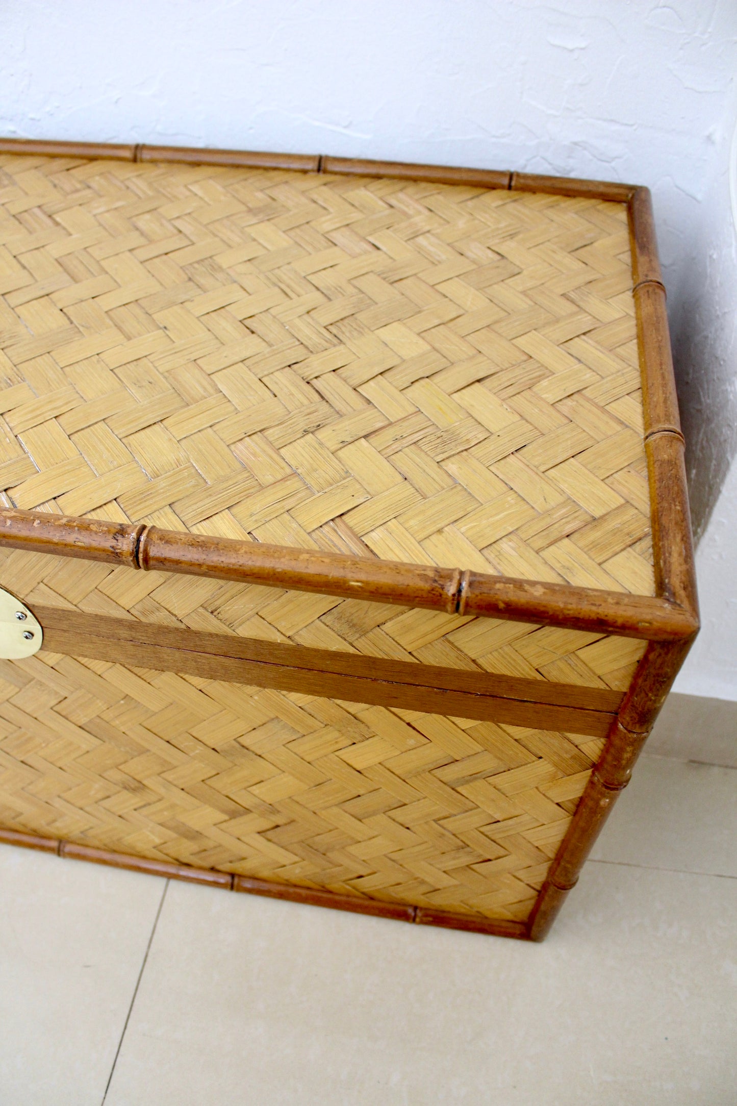 Vintage Bamboo Blanket Box and Mirror