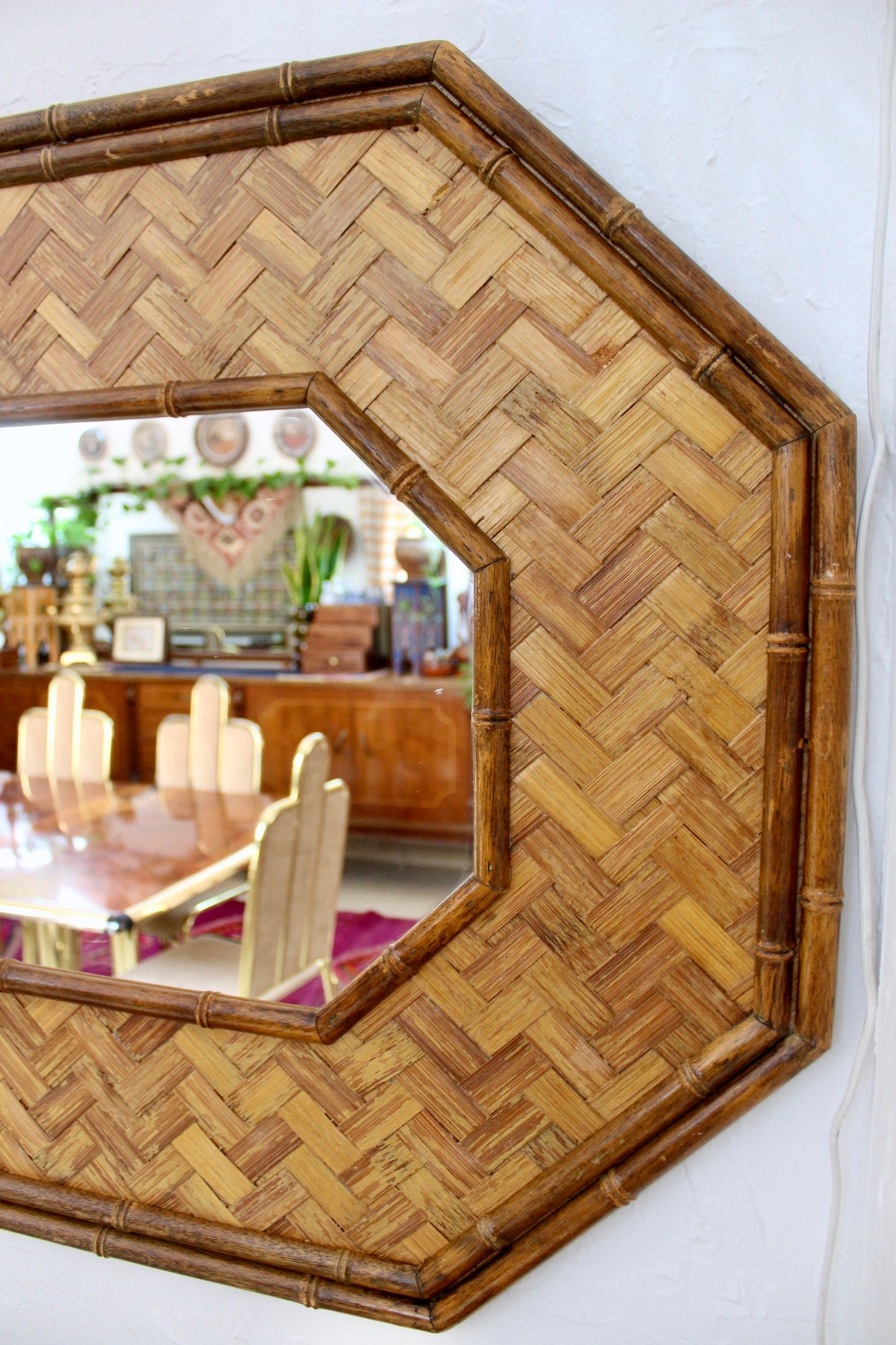 Vintage Bamboo Blanket Box and Mirror