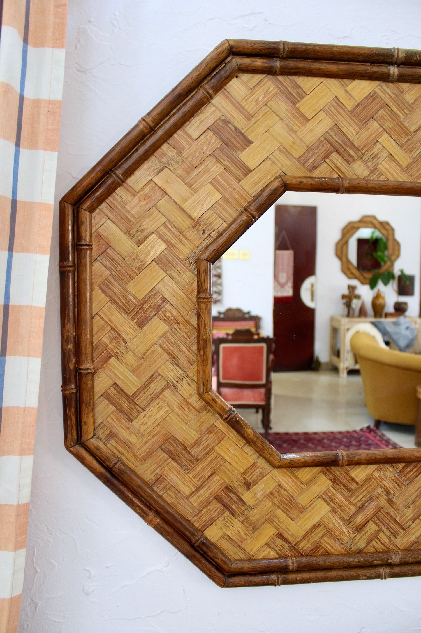 Vintage Bamboo Blanket Box and Mirror