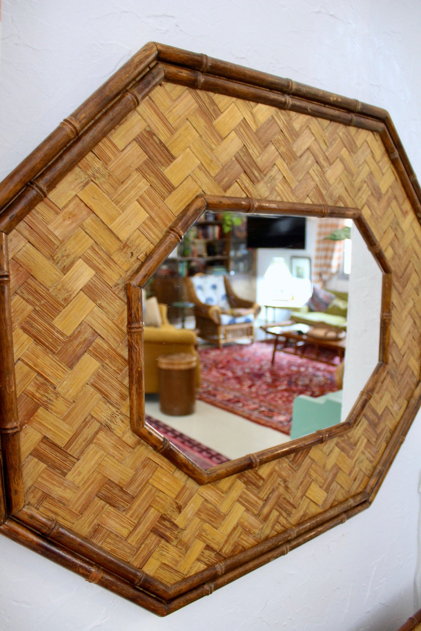 Vintage Bamboo Blanket Box and Mirror