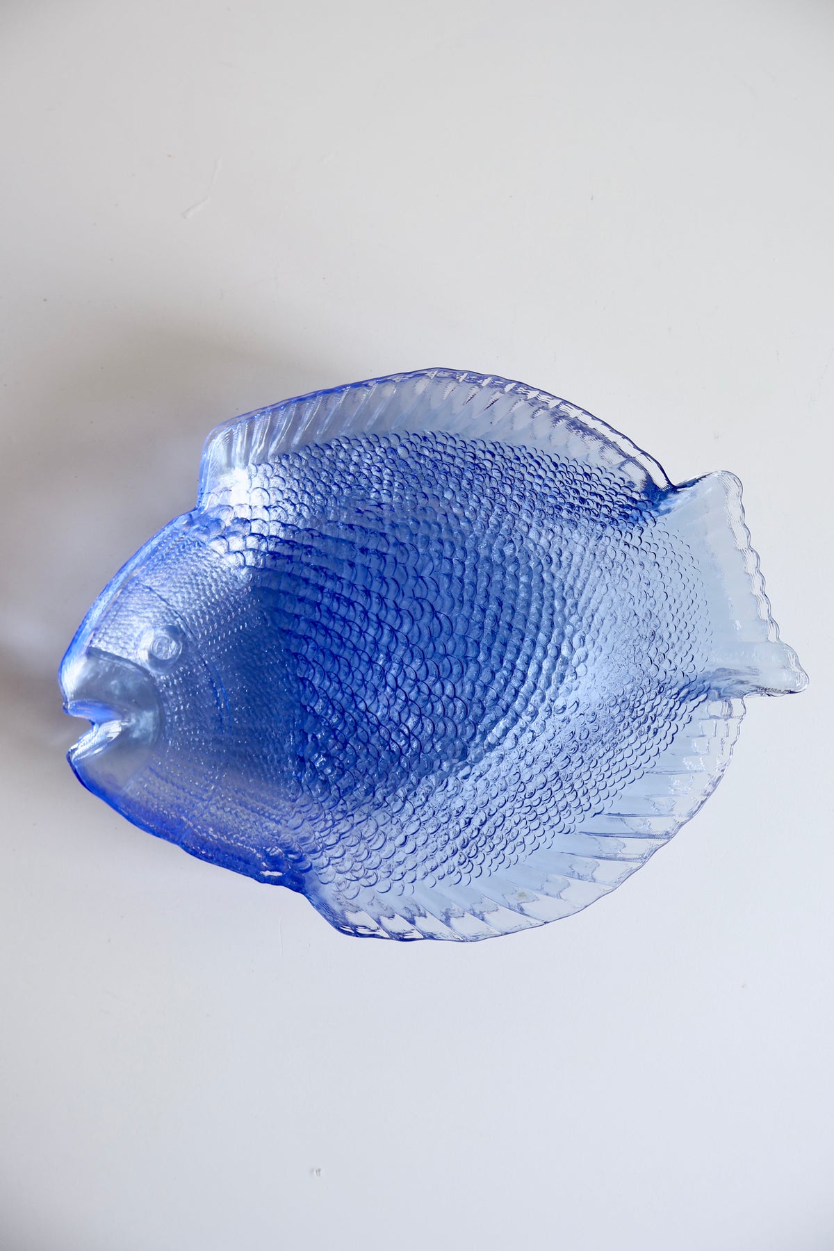 Vintage Blue Glass Fish Plates – Set of 6