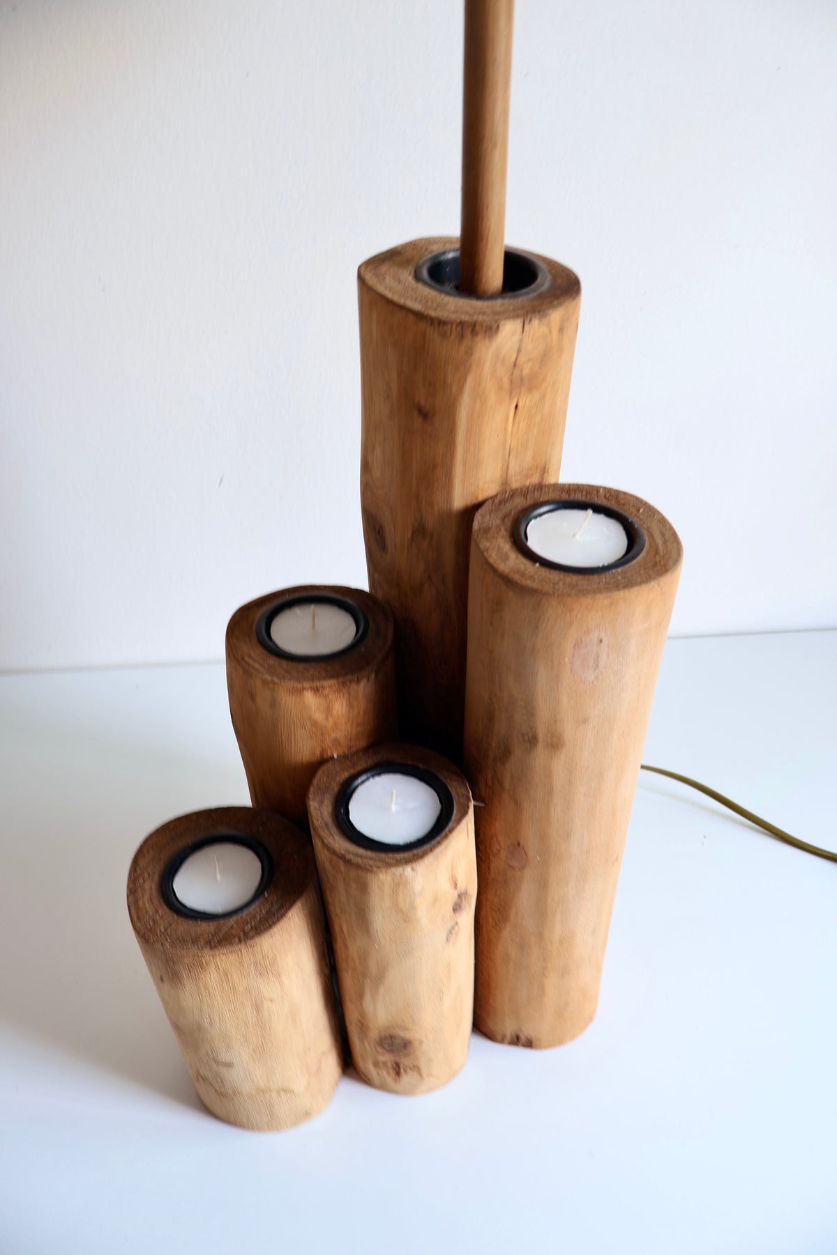 J-Line by Jolipa Wooden Table Lamp with Tealight Holders – Belgian Brand