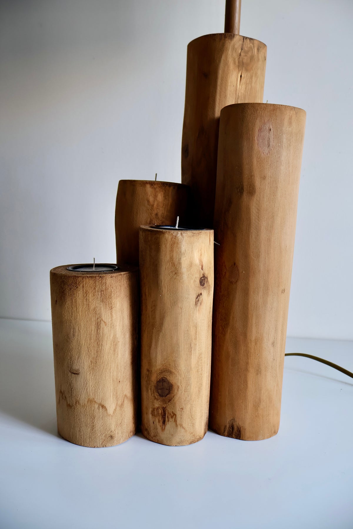 J-Line by Jolipa Wooden Table Lamp with Tealight Holders – Belgian Brand