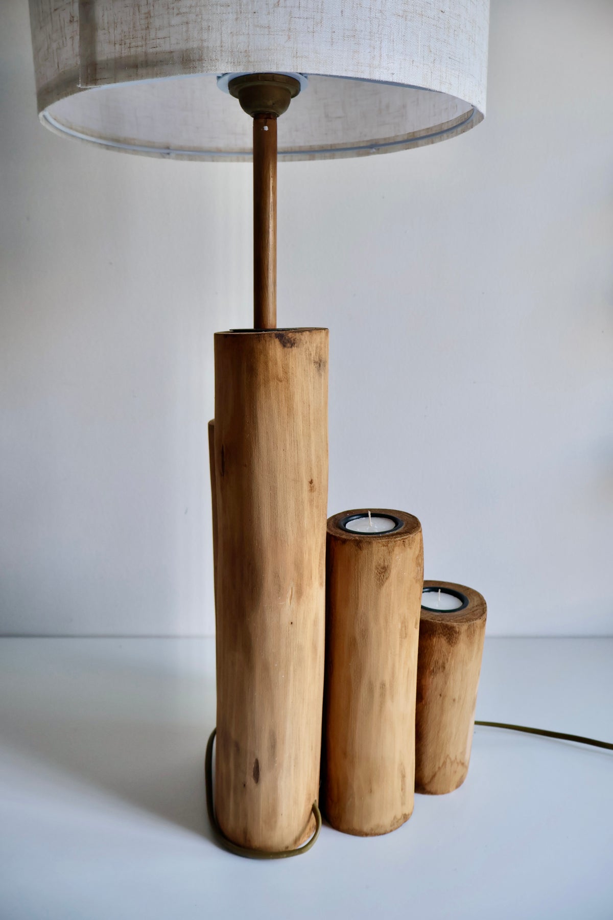 J-Line by Jolipa Wooden Table Lamp with Tealight Holders – Belgian Brand