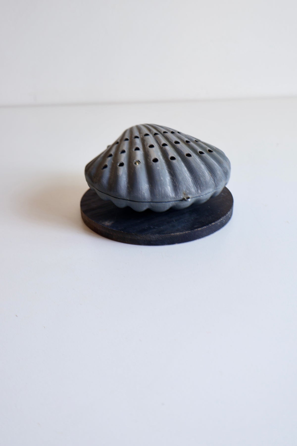 Vintage Seashell Mubkhar with Wooden Base