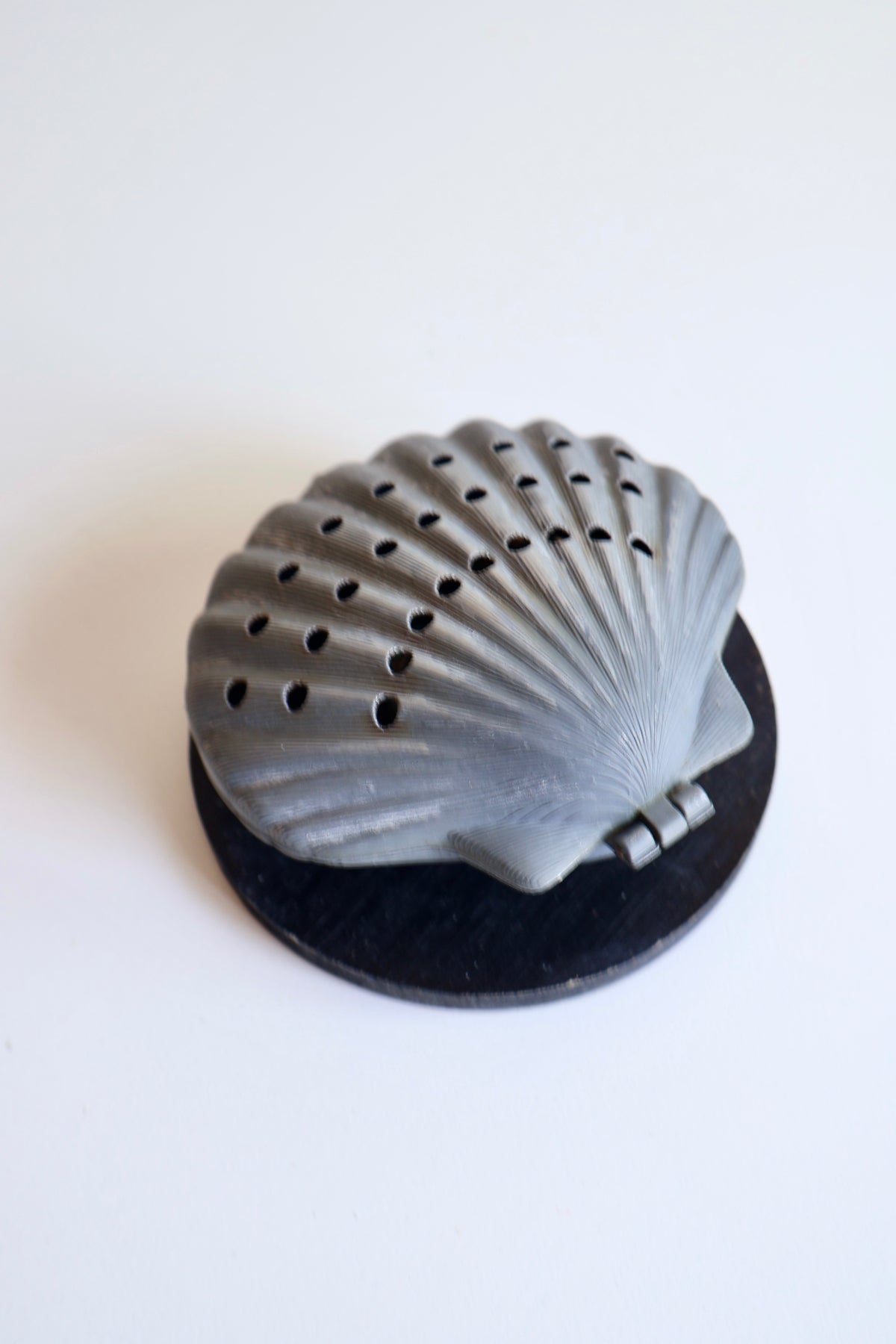 Vintage Seashell Mubkhar with Wooden Base