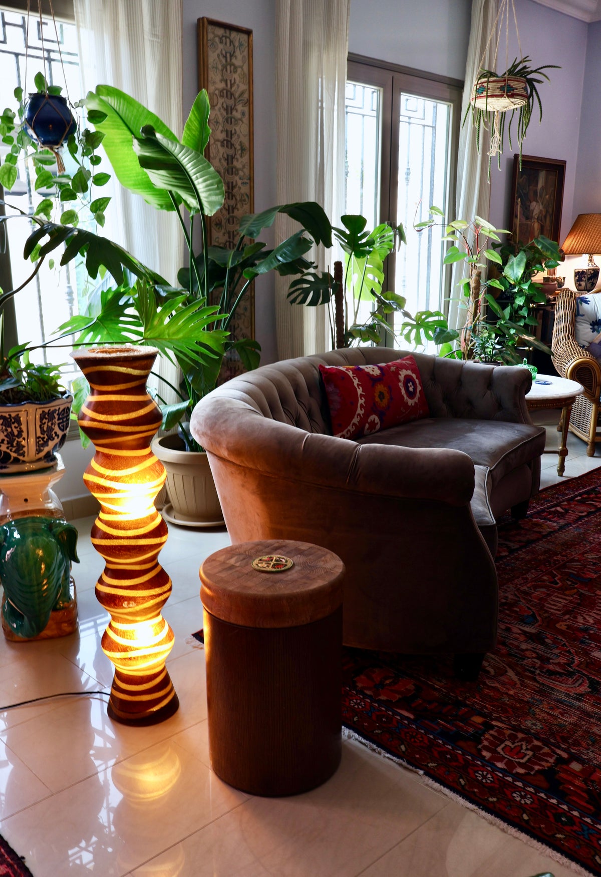 Sculptural Striped Floor Lamp