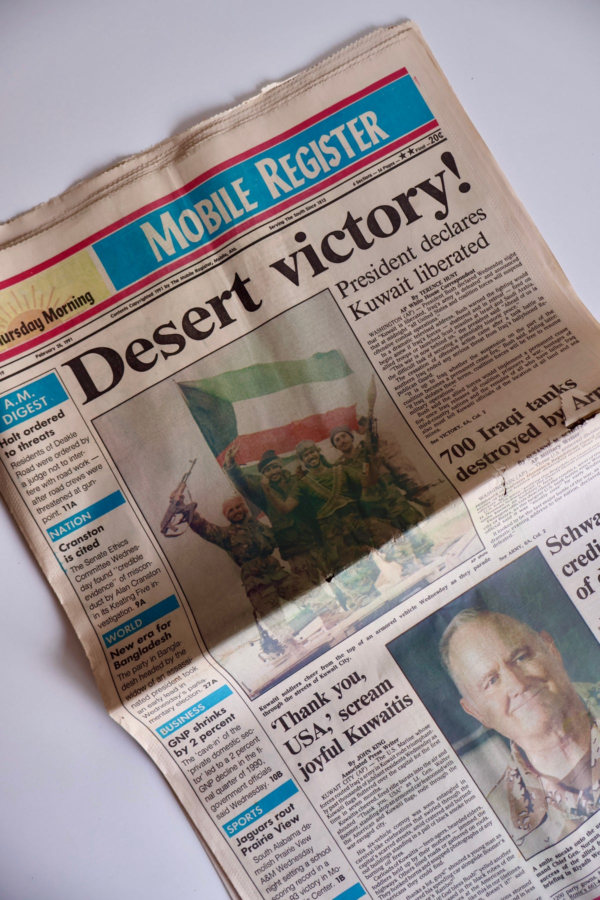 Original 1991 Newspaper – Liberation of Kuwait, Desert Victory