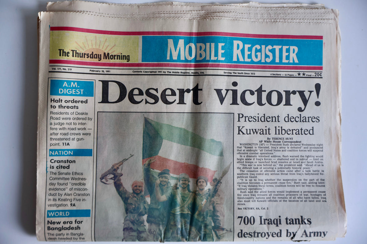 Original 1991 Newspaper – Liberation of Kuwait, Desert Victory
