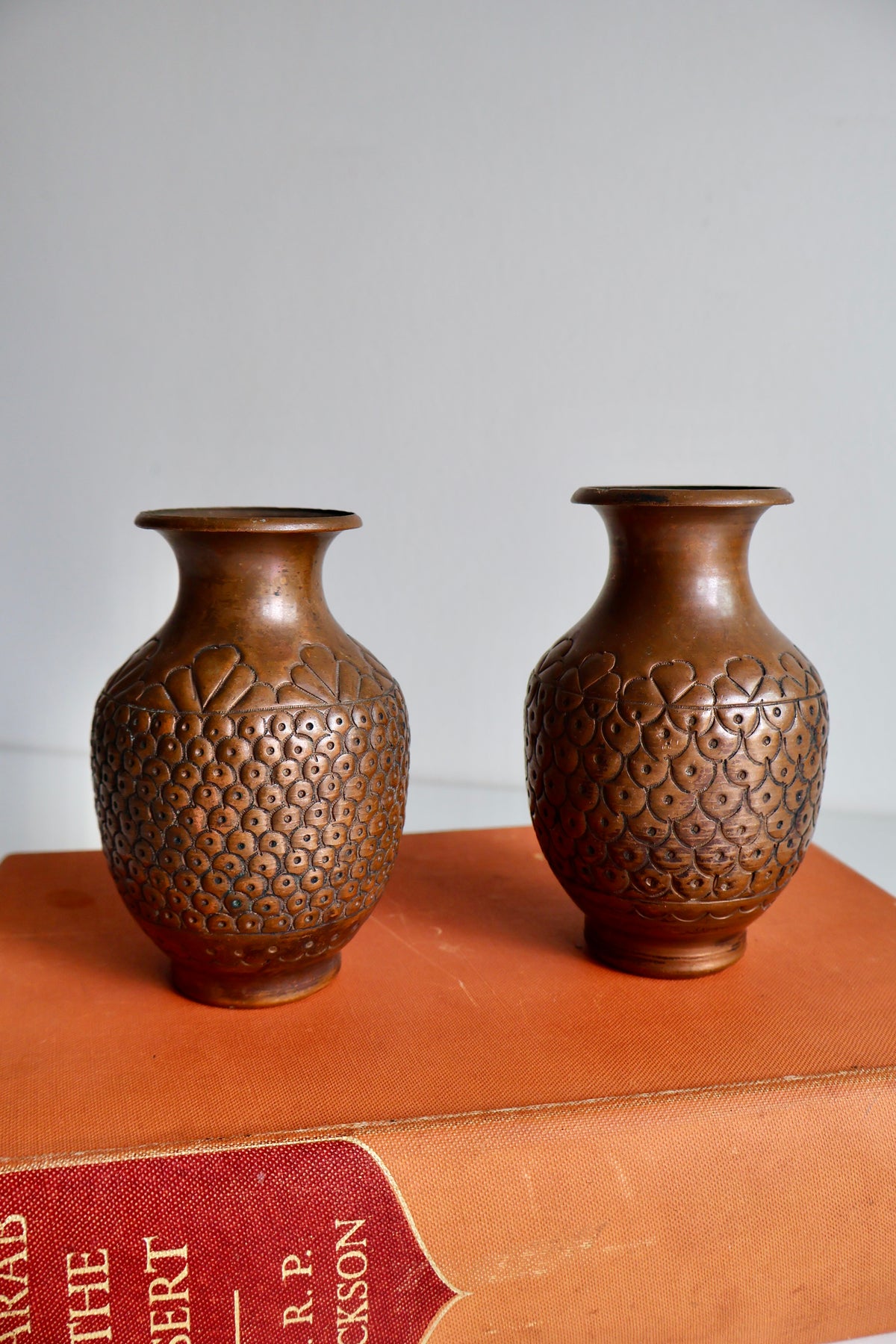 Vintage Persian Engraved Copper Vases – Pair