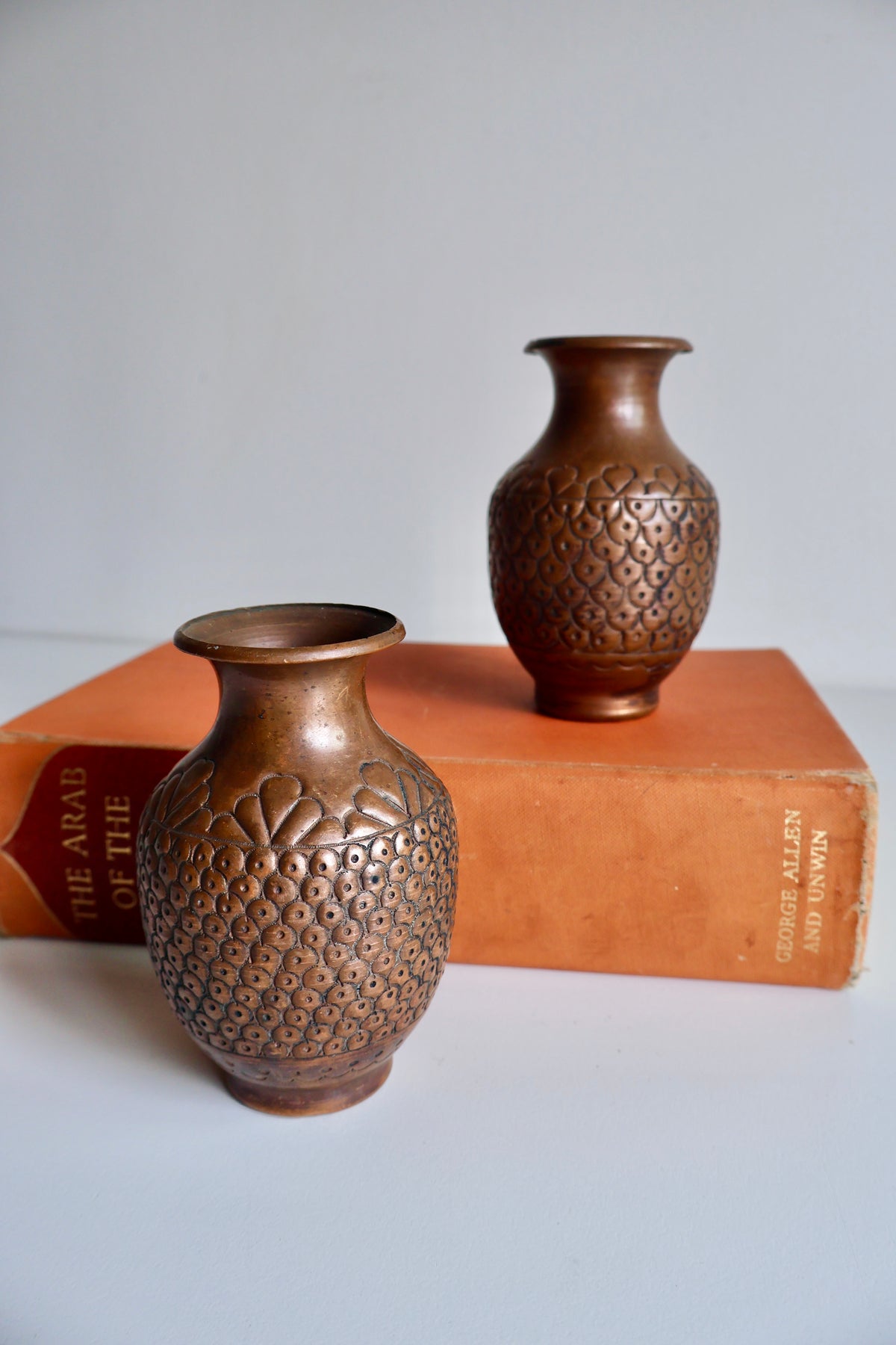 Vintage Persian Engraved Copper Vases – Pair