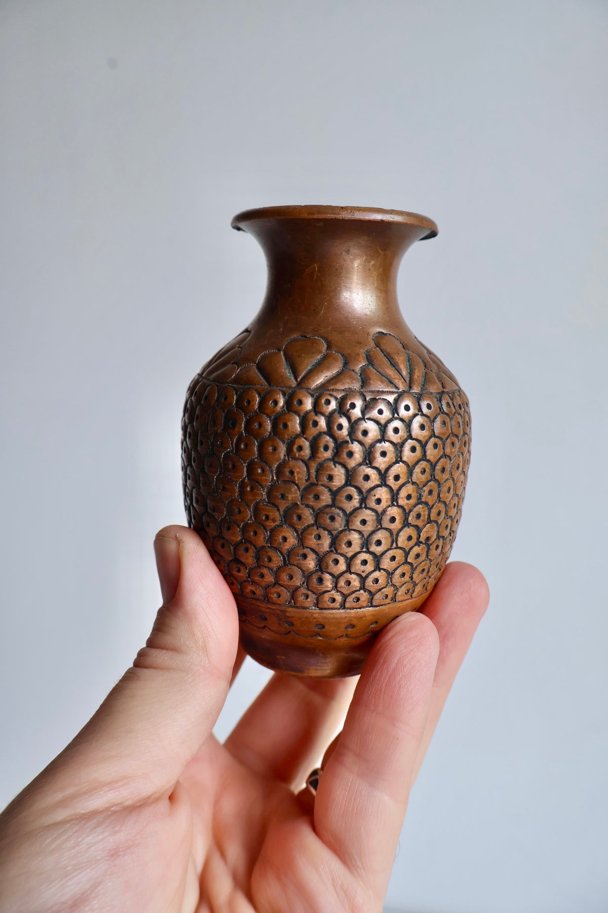Vintage Persian Engraved Copper Vases – Pair