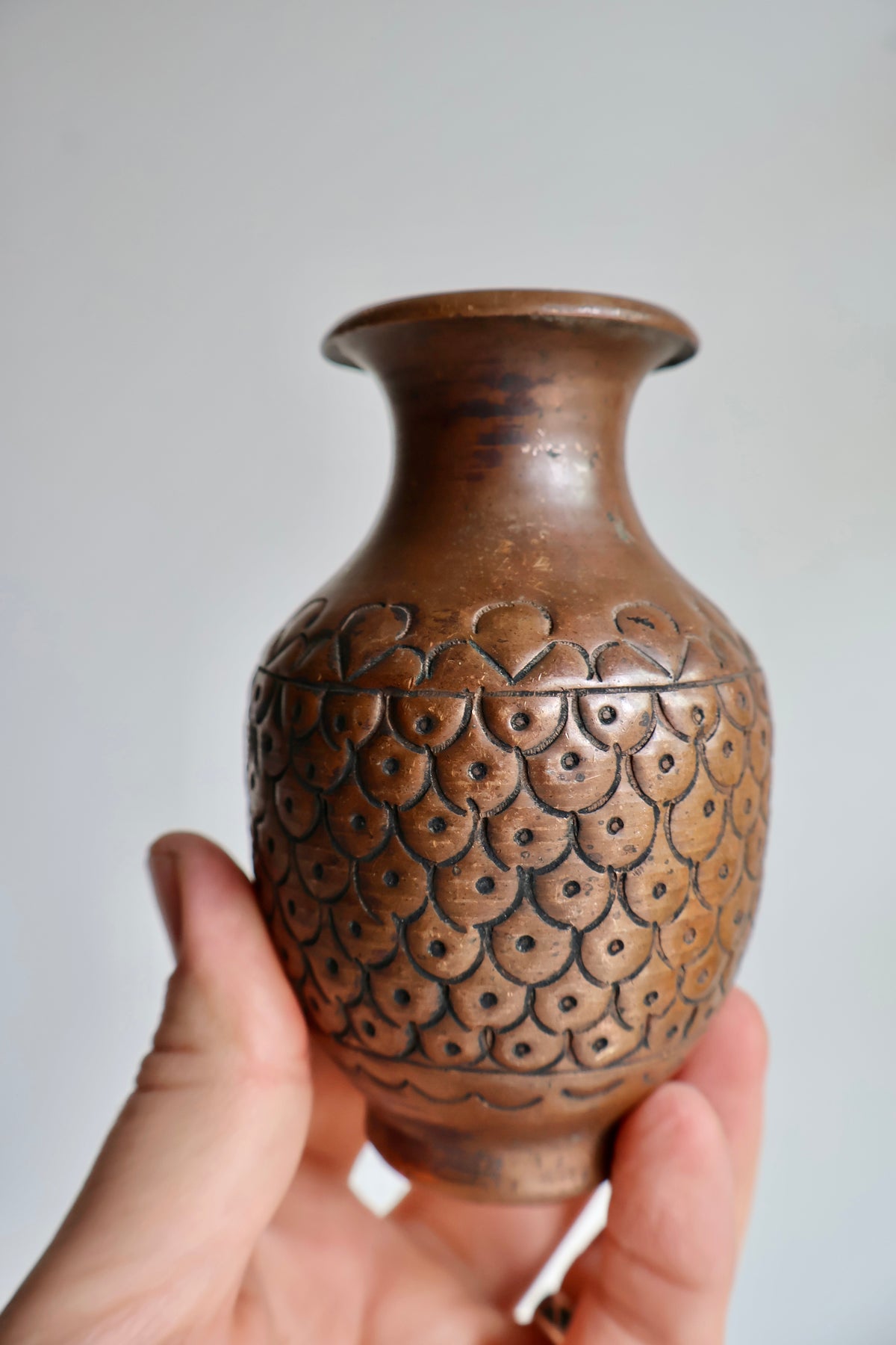 Vintage Persian Engraved Copper Vases – Pair
